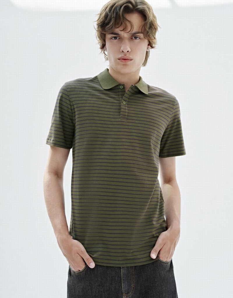 Camiseta Urban Revivo A Rayas Hombre Verdes | CFZ9869KL