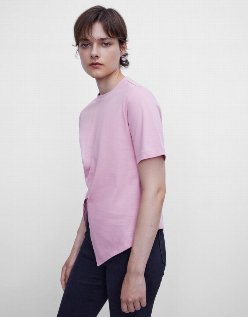 Camiseta Urban Revivo Asymmetrical Mujer Rosas | LFF639QV
