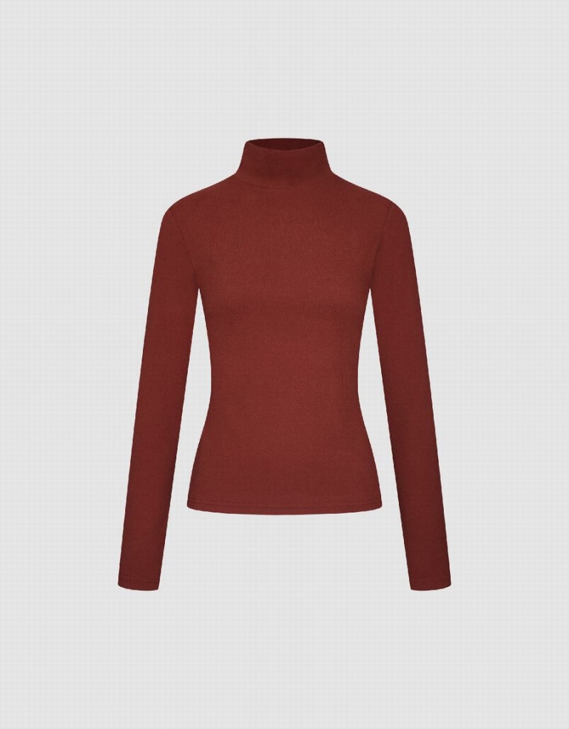 Camiseta Urban Revivo Basic Stand Collar Flaco De Punto Mujer Negros | MMF676CH