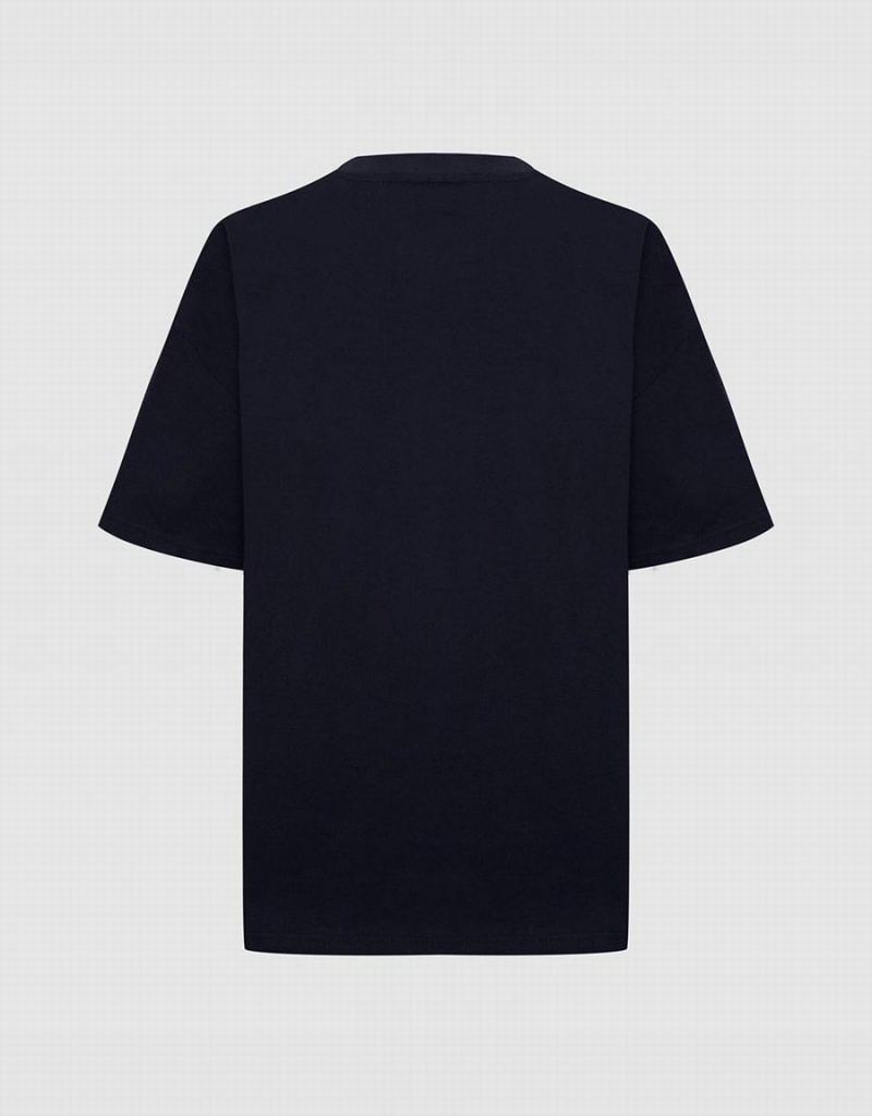 Camiseta Urban Revivo Casper Oversized Mujer Negros | DNS7150HC