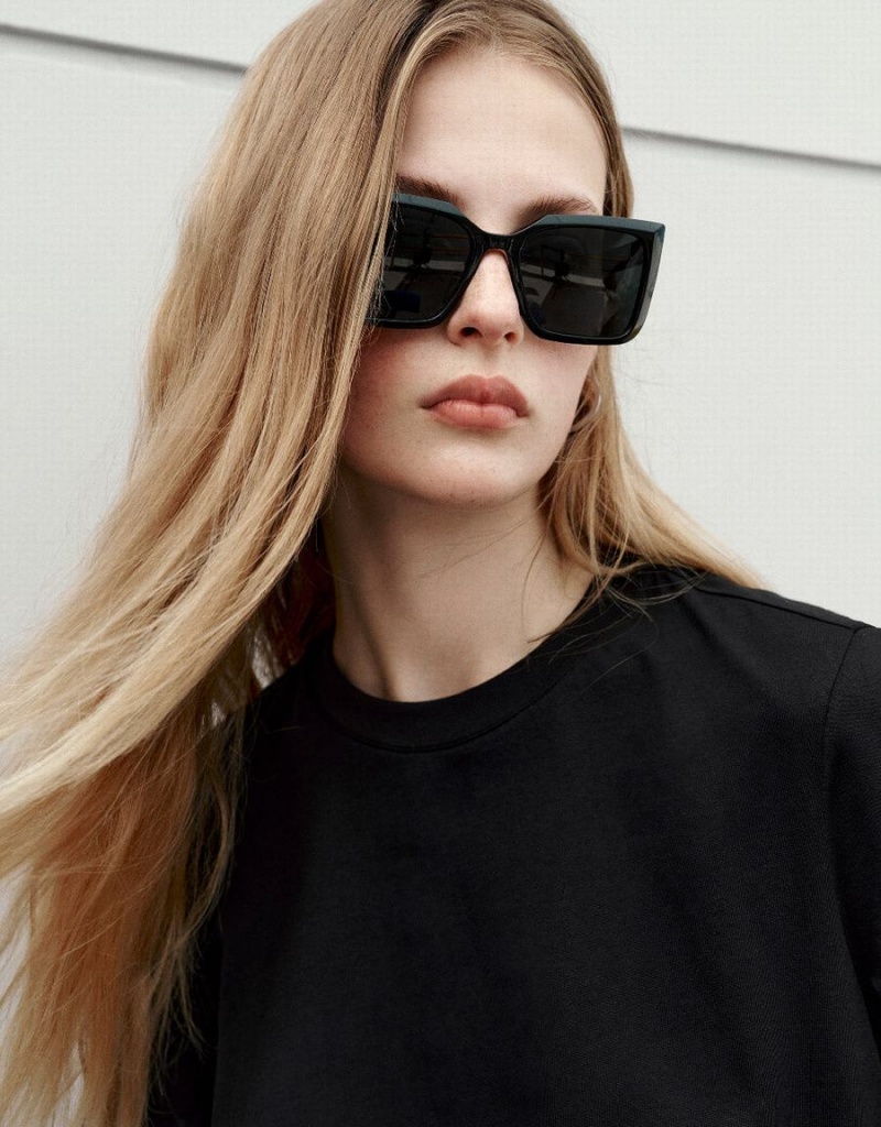 Camiseta Urban Revivo Crew Neck A-Line Mujer Negros | VVB5917DM