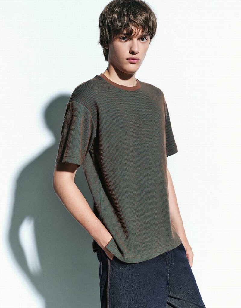 Camiseta Urban Revivo Crew Neck De Punto Hombre Verdes | DNH9665DQ