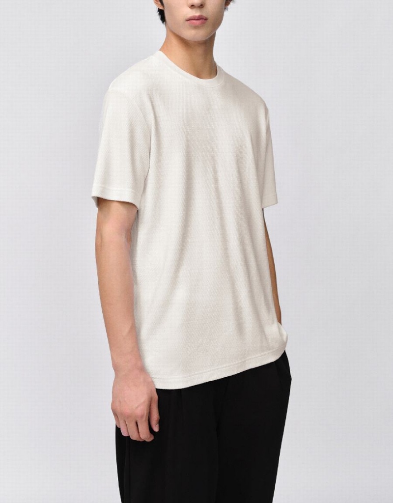 Camiseta Urban Revivo Crew Neck Directo Hombre Blancos | WZC3296BM