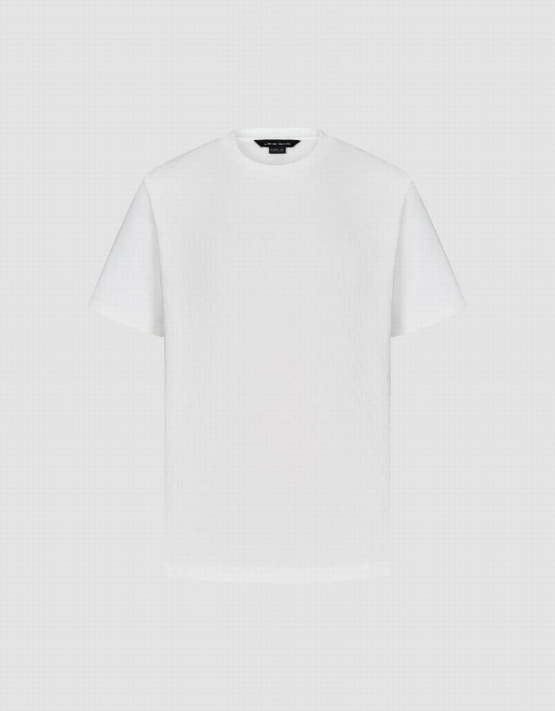 Camiseta Urban Revivo Crew Neck Knited Hombre Blancos | BRS7431HF