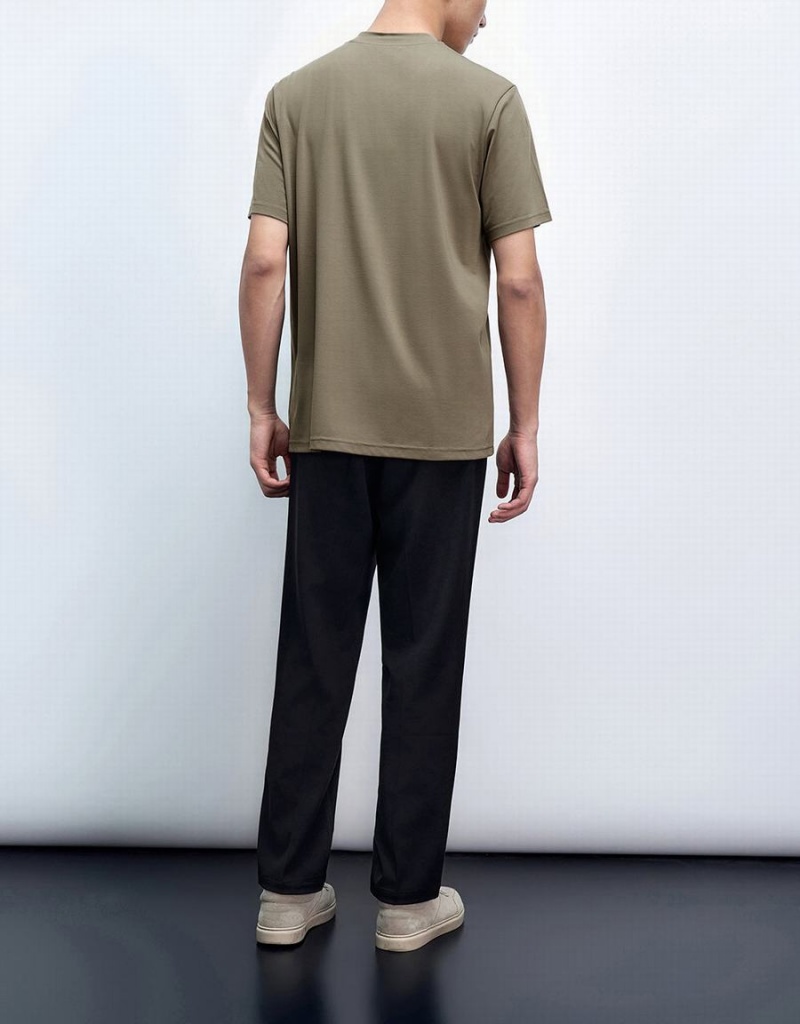 Camiseta Urban Revivo Crew Neck Loose Hombre Kaki | LNJ6865DY