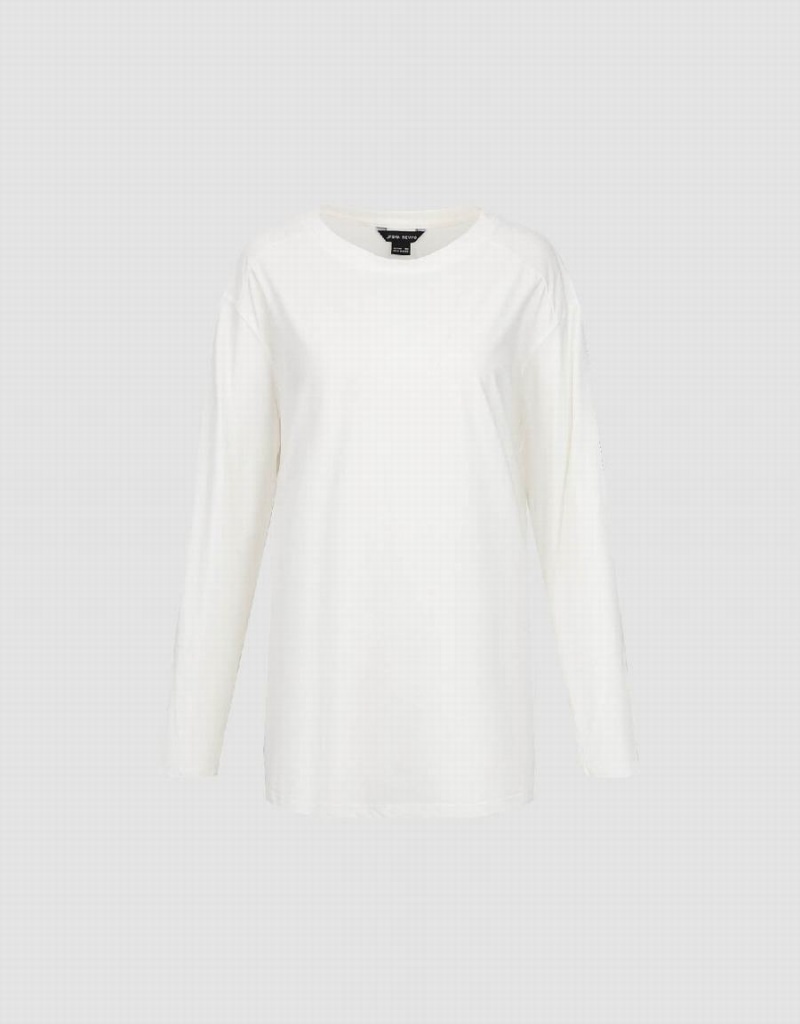 Camiseta Urban Revivo Crew Neck Loose Mujer Blancos | SJQ961IT