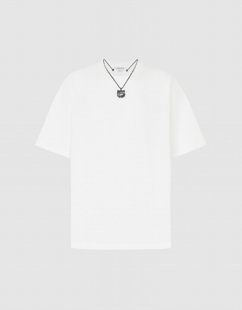 Camiseta Urban Revivo Drop Shoulder Sleeve Hombre Blancos | SFN7837ES