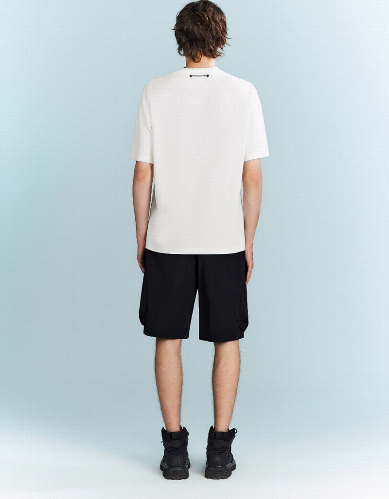 Camiseta Urban Revivo Drop Shoulder Sleeve Hombre Blancos | SFN7837ES