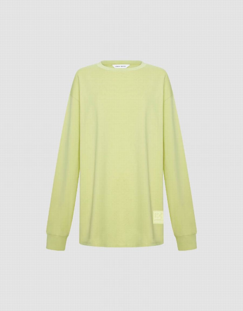 Camiseta Urban Revivo Drop Shoulder Sleeve Crew Neck Loose Mujer Verdes | JQW5675SV