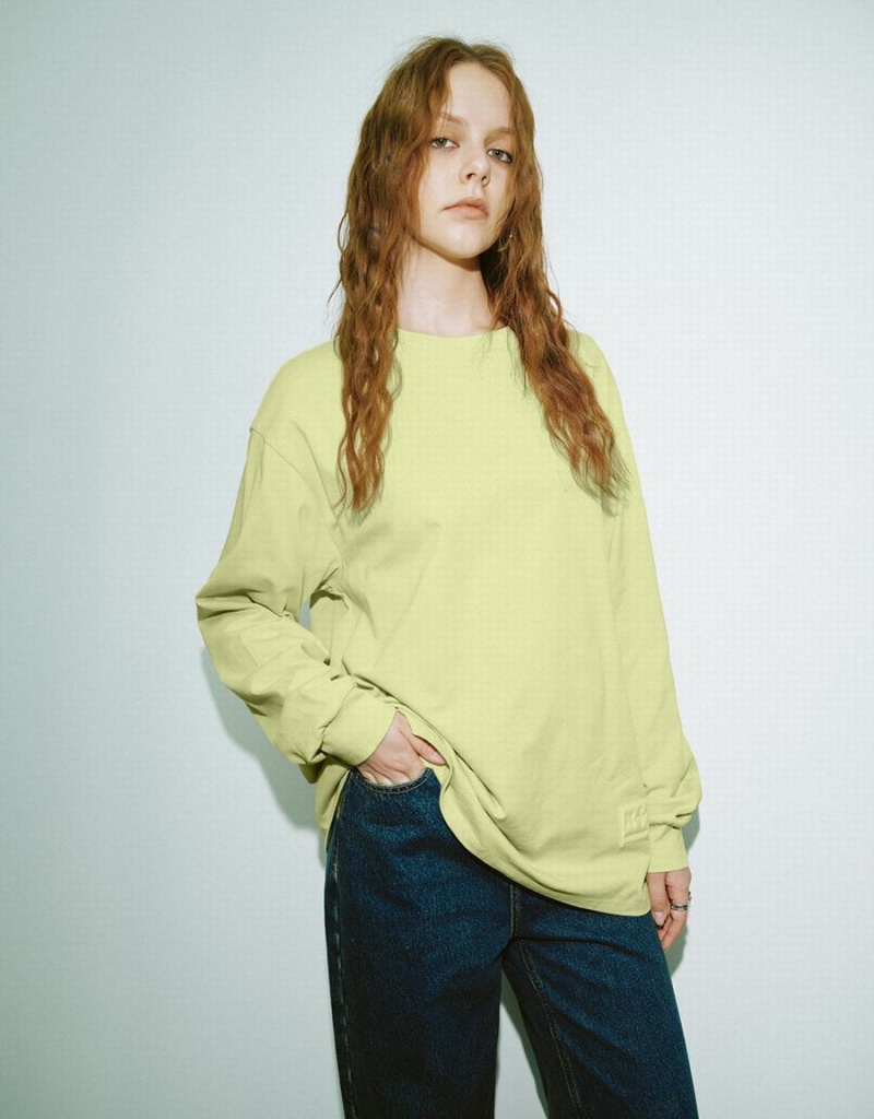 Camiseta Urban Revivo Drop Shoulder Sleeve Crew Neck Loose Mujer Verdes | JQW5675SV