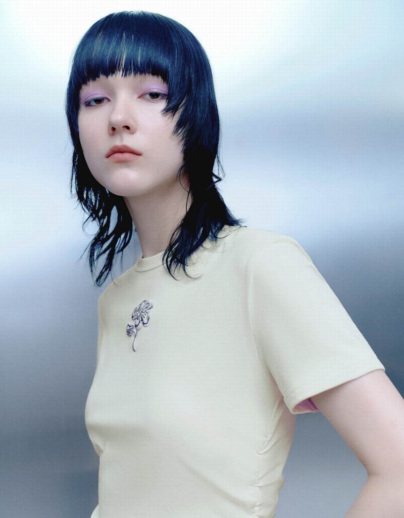 Camiseta Urban Revivo Flaco Crew Neck Mujer Blancos | JAC512ZB