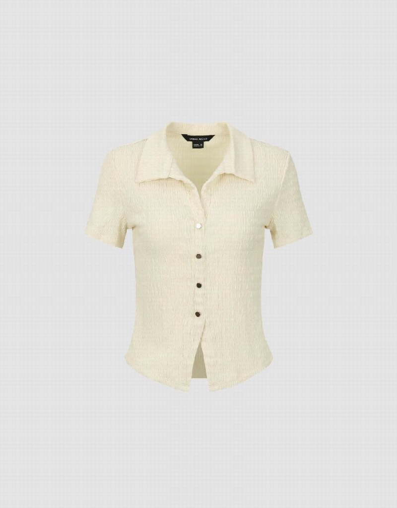 Camiseta Urban Revivo Flaco De Punto Mujer Amarillos | WMU6298YK