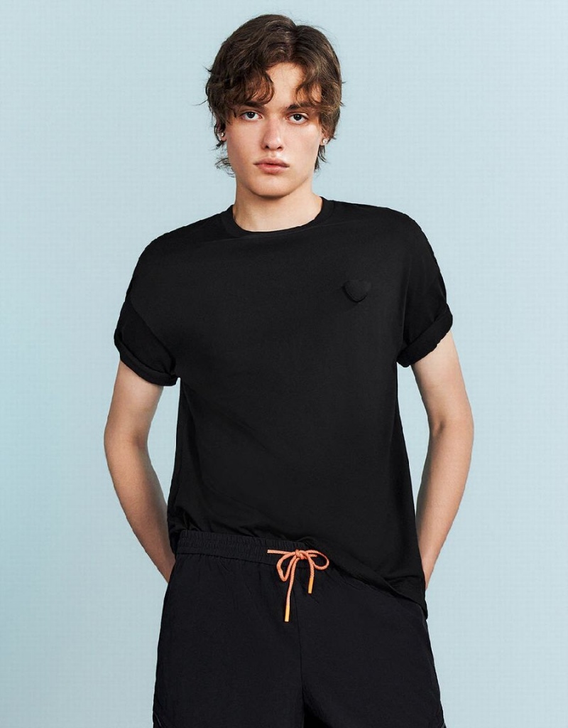 Camiseta Urban Revivo Loose Hombre Negros | CUB1894KN