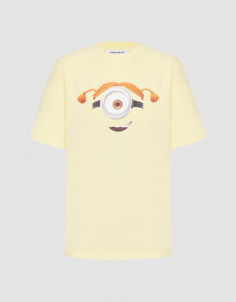 Camiseta Urban Revivo Minions Mujer Amarillos | ONQ4074EW
