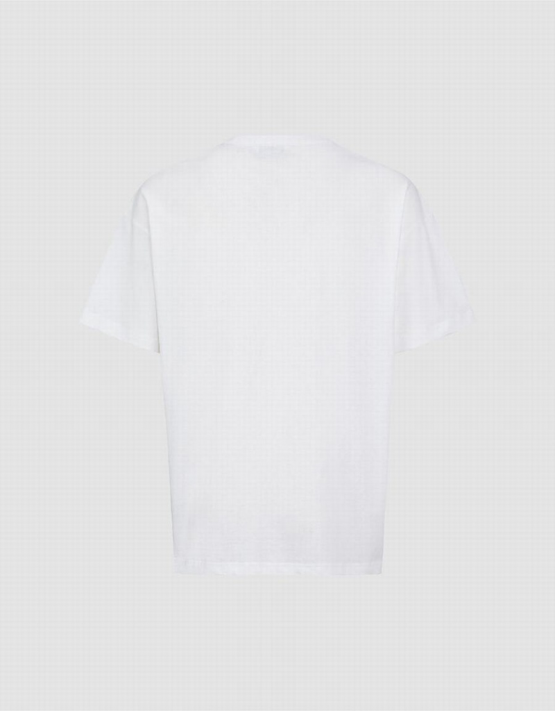 Camiseta Urban Revivo Panda Printed Crew Neck Hombre Blancos | IMX9514NY