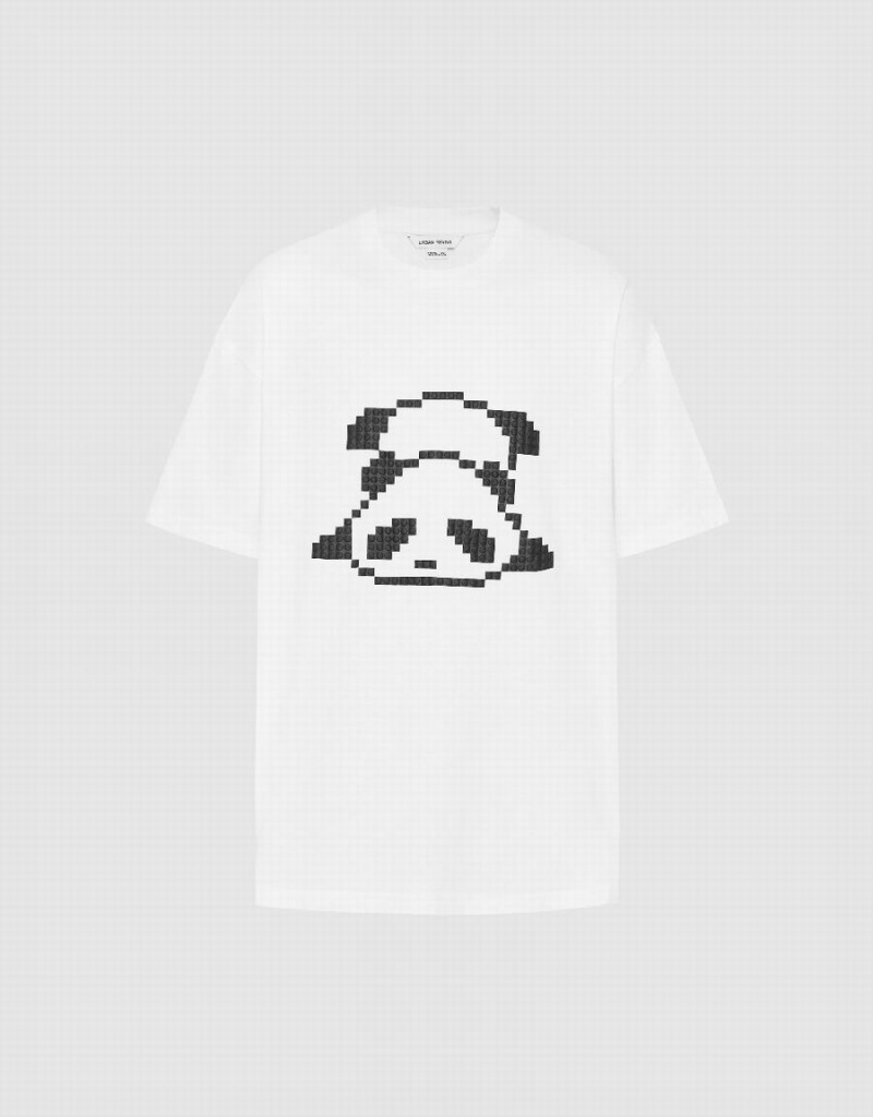 Camiseta Urban Revivo Panda Printed Crew Neck Hombre Blancos | EIE4131LZ