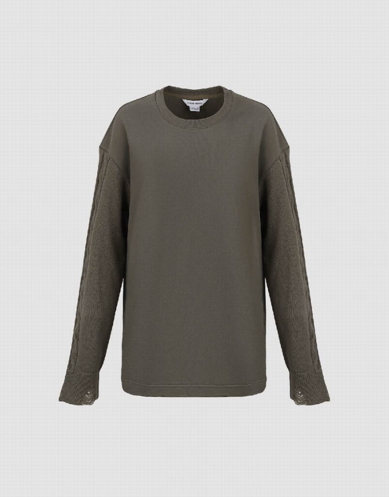 Camiseta Urban Revivo Ripped Loose De Punto Mujer Kaki | ILQ6546JX
