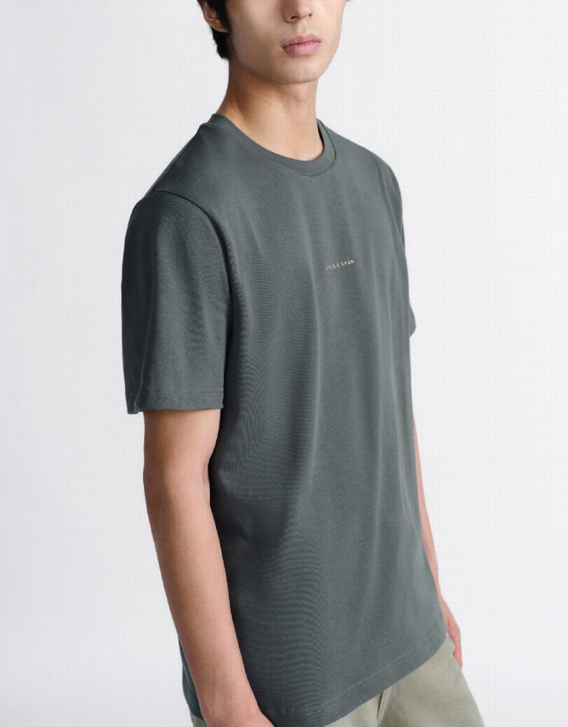 Camiseta Urban Revivo Standard Sleeve Crew Neck Hombre Grises | OKJ9297IB