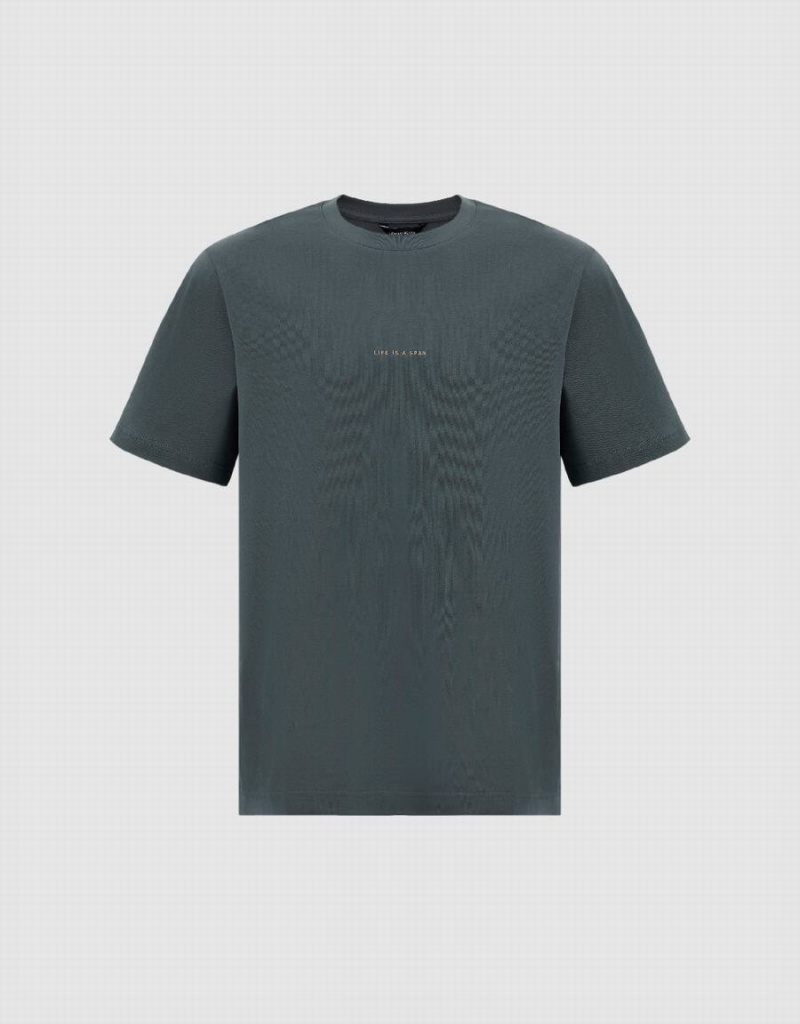 Camiseta Urban Revivo Standard Sleeve Crew Neck Hombre Grises | OKJ9297IB