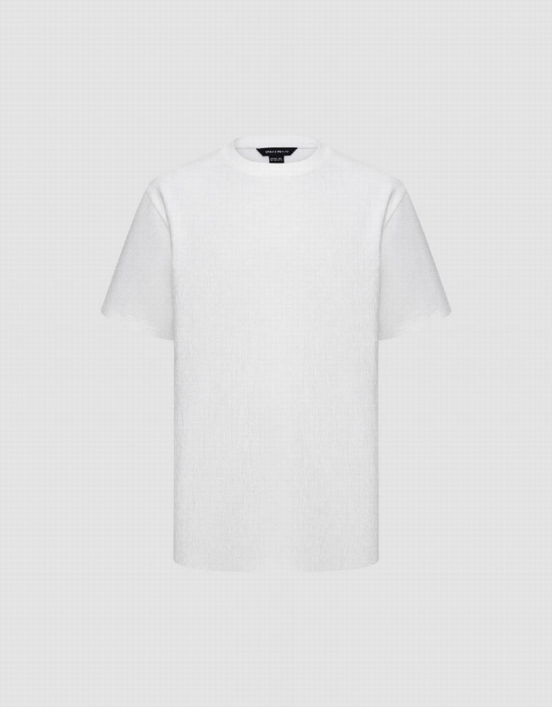 Camiseta Urban Revivo Textured Crew Neck De Punto Hombre Blancos | AZP8986CA
