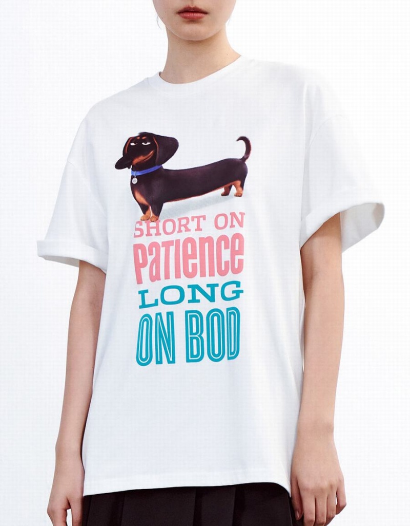 Camiseta Urban Revivo The Secret Life Of Pets Oversized Mujer Blancos | XBK5933IL