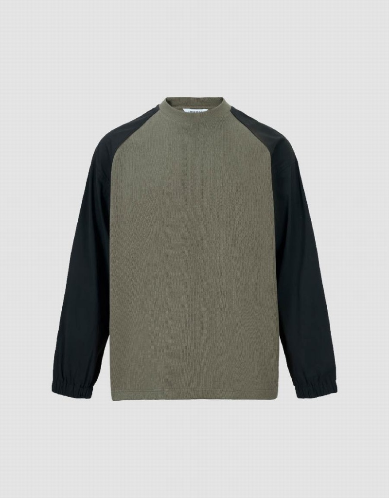 Camiseta Urban Revivo Two Toned Crew Neck De Punto Hombre Verdes | HKS1545VZ