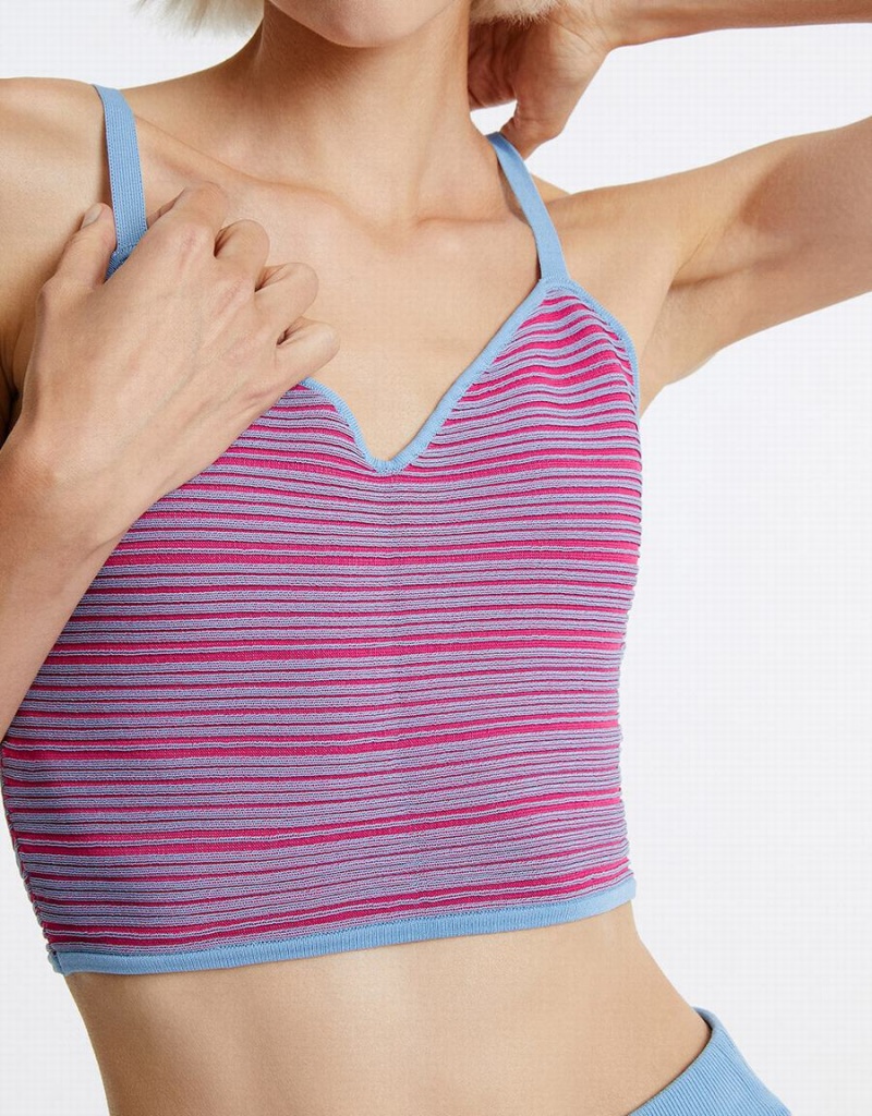 Camiseta sin Manga Urban Revivo A Rayas Knit Mujer Morados Multicolor | HCX9452QK