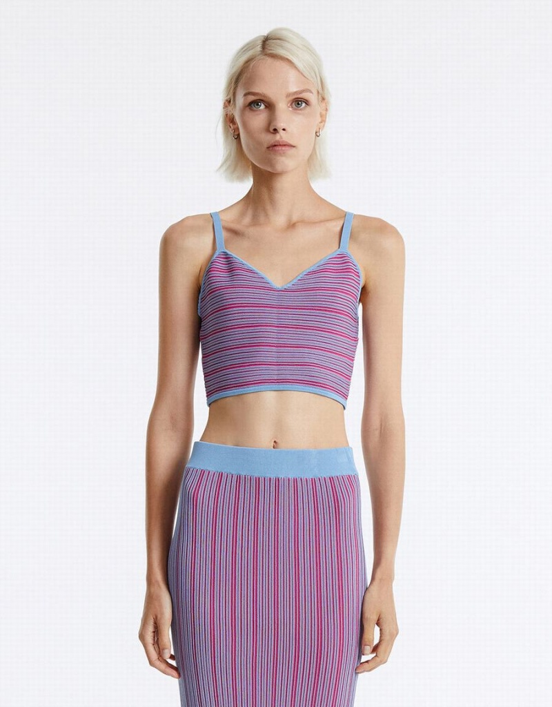 Camiseta sin Manga Urban Revivo A Rayas Knit Mujer Morados Multicolor | HCX9452QK