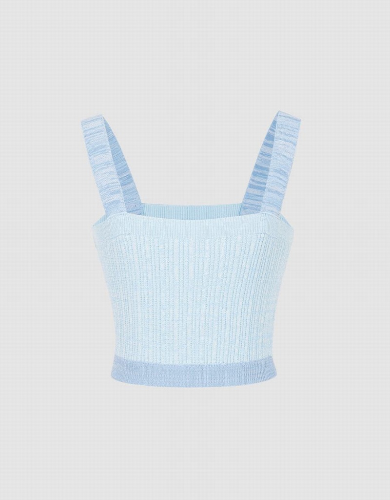 Camiseta sin Manga Urban Revivo Acanalado Knit Cami Mujer Azules | OSI1283MS
