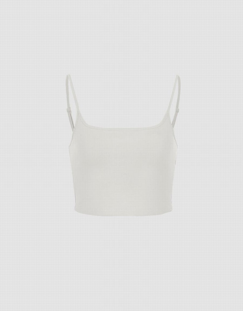 Camiseta sin Manga Urban Revivo Basic U Neck Mujer Blancos | UTV439DZ
