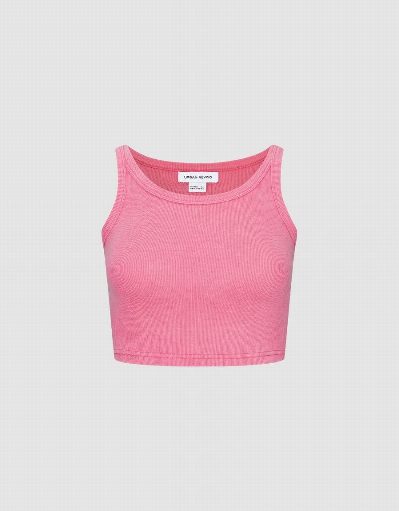 Camiseta sin Manga Urban Revivo Cropped Mujer Rosas | WMR2620GK