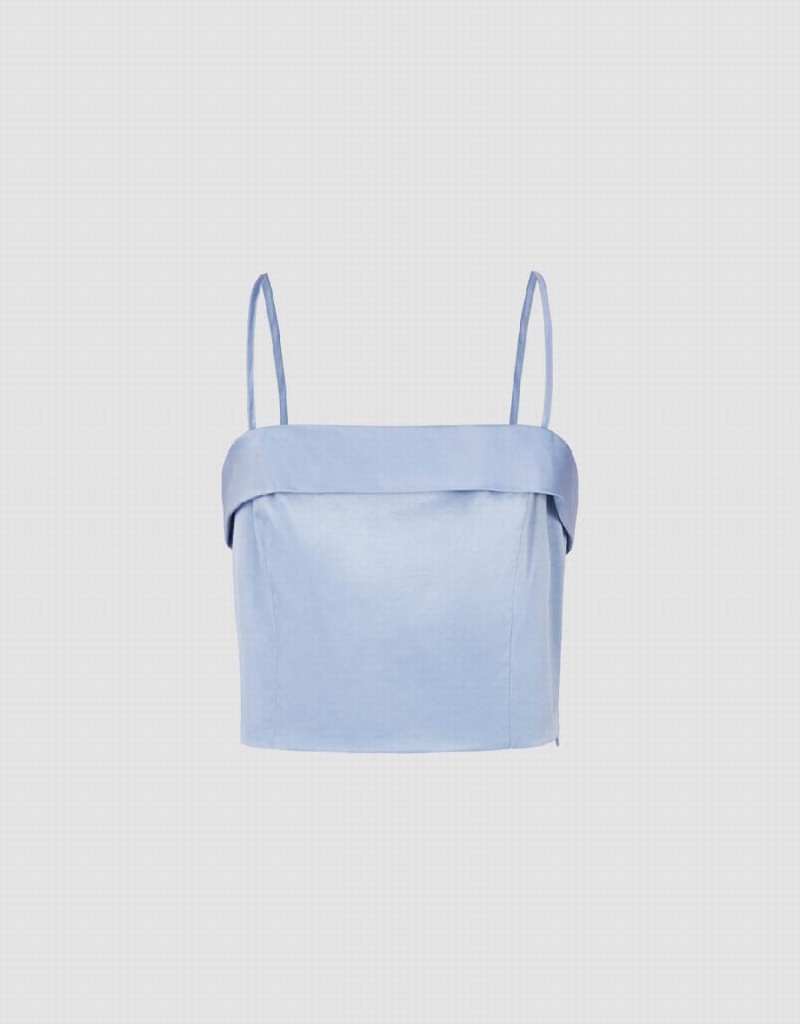 Camiseta sin Manga Urban Revivo Cropped Cami Mujer Azules | KIR4025SA