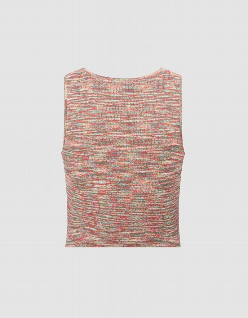 Camiseta sin Manga Urban Revivo Flecked De Punto Mujer Rojos | GRN492ZB