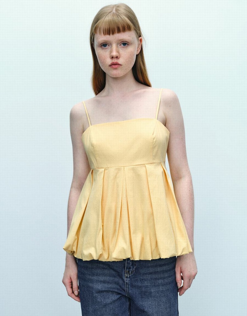 Camiseta sin Manga Urban Revivo Off-Shoulder Cami Mujer Amarillos | KNJ5074BG