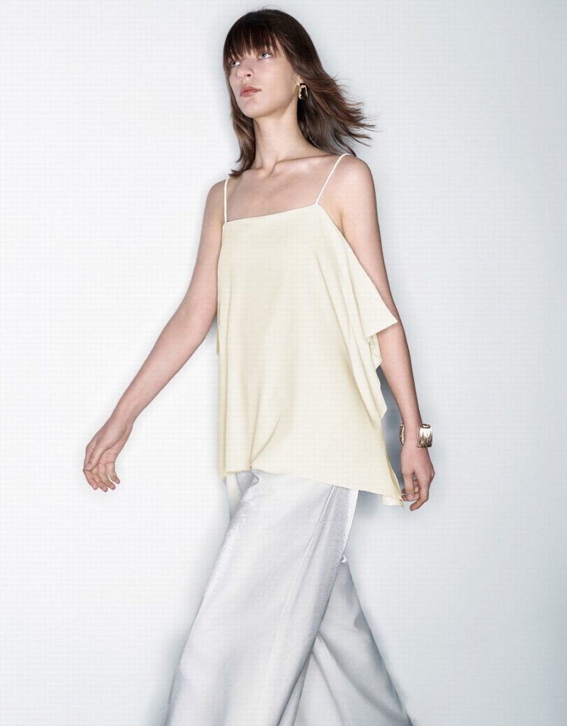 Camiseta sin Manga Urban Revivo Raffle Cami Mujer Blancos | FLC289VR
