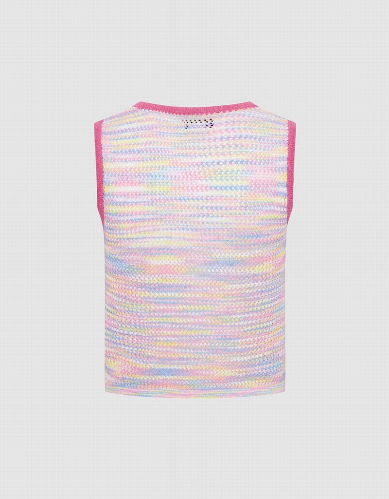 Camiseta sin Manga Urban Revivo Rainbow De Punto Mujer Rosas Multicolor | GFM9864XC