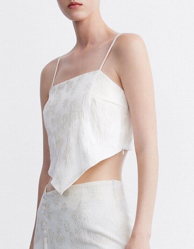 Camiseta sin Manga Urban Revivo Textured Cami Mujer Blancos | BRD6935IJ
