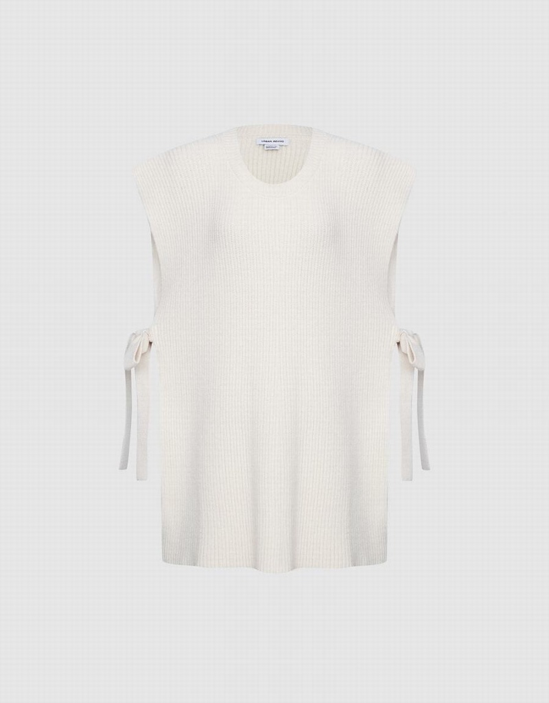 Camiseta sin Manga Urban Revivo Tie Side Mujer Blancos | RVC312JB
