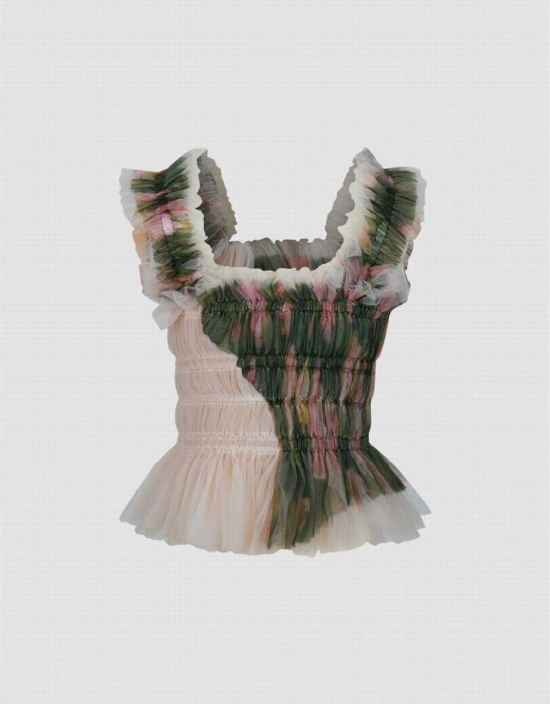 Camiseta sin Manga Urban Revivo UR × Caroline Hu Flower Printed Cami Mujer Rosas Multicolor | ZOF3466QB