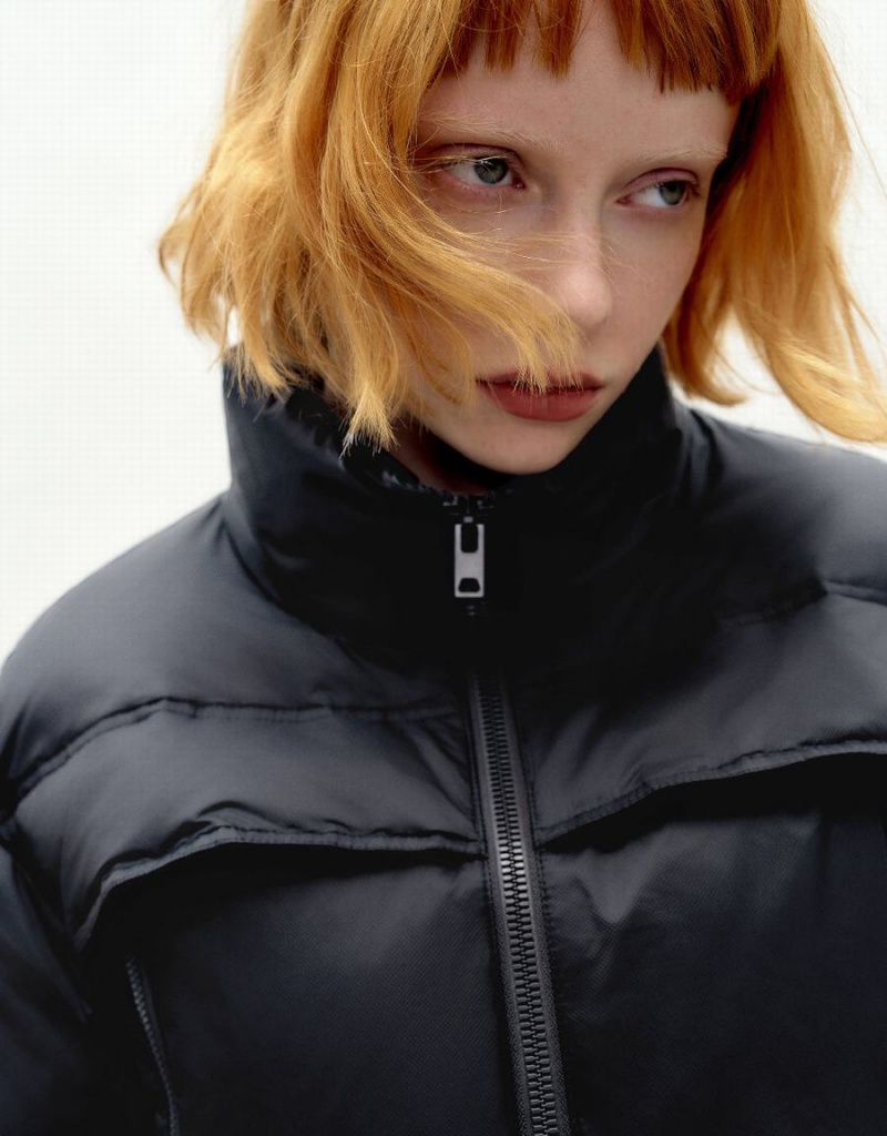 Chamarra Puffer Urban Revivo Cremallera Front Stand Collar Mujer Negros | WTS1026AK