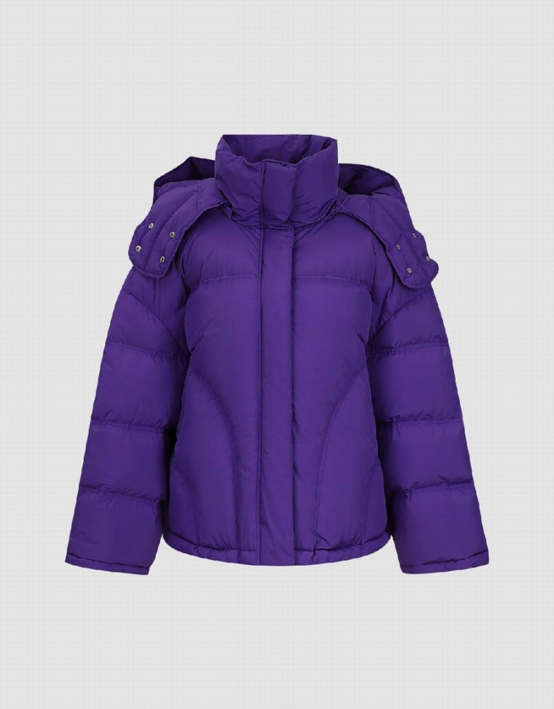 Chamarra Puffer Urban Revivo Drop Shoulder Sleeve Mujer Morados | JLP4830CS