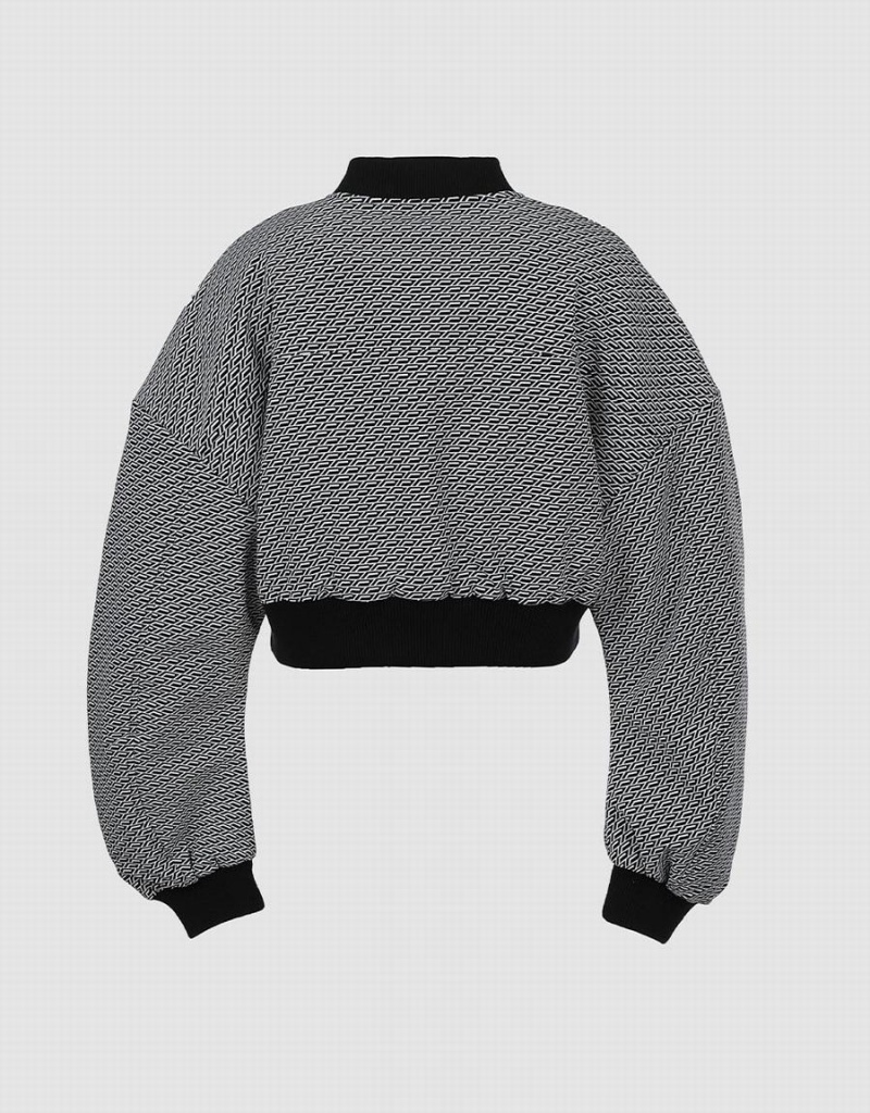 Chamarra Puffer Urban Revivo Letter Detail Geo Print Mujer Grises | MNB645SH