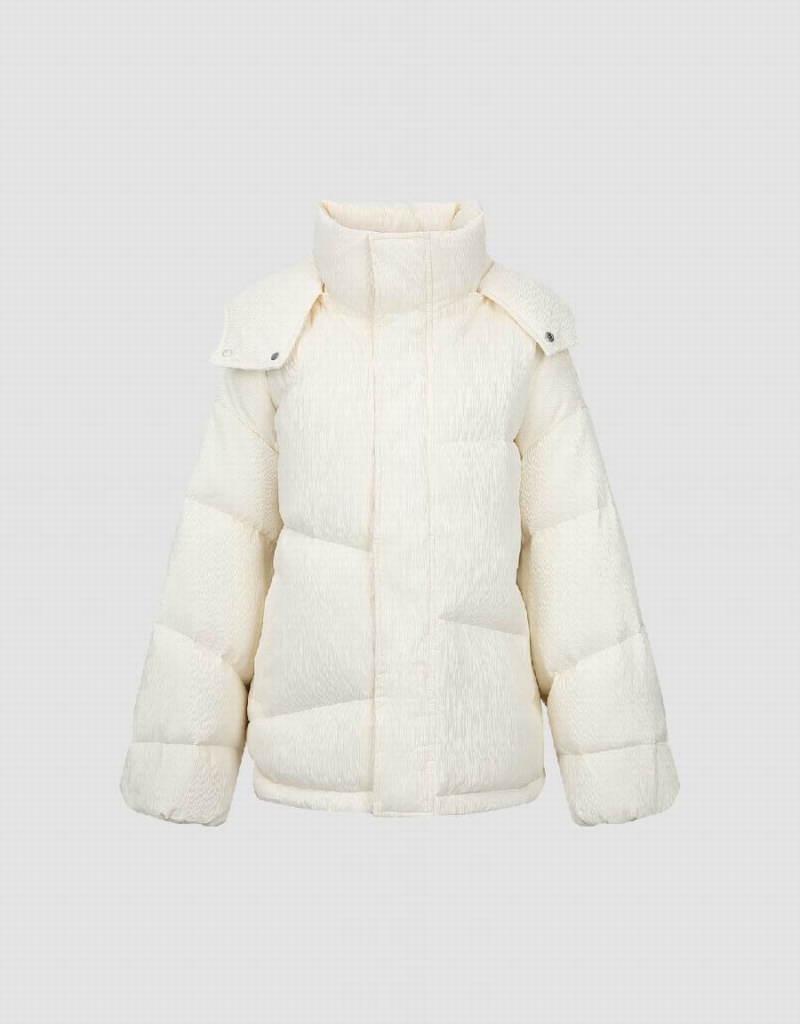Chamarra Puffer Urban Revivo Stand Collar Mujer Blancos | XZY4140JI