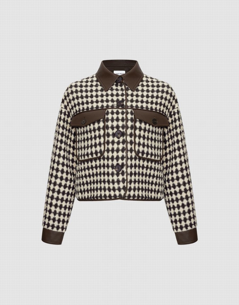 Chamarras Urban Revivo Argyle Button Up Mujer Marrom Oscuro | LMG5284ED
