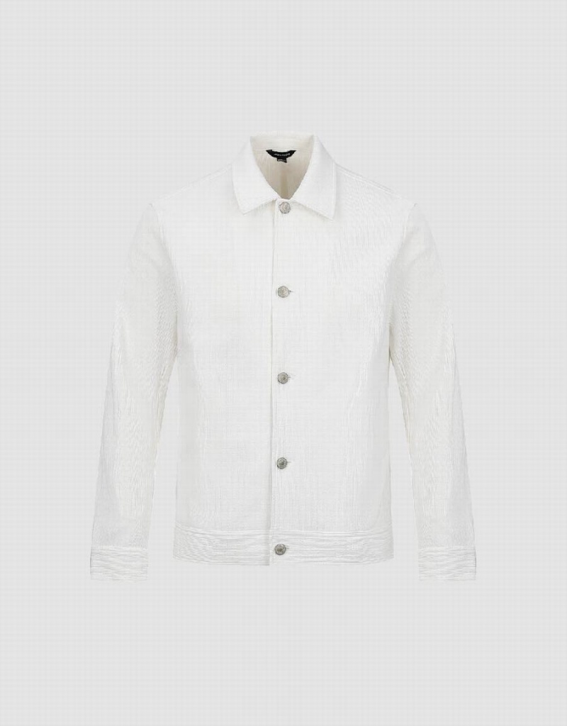 Chamarras Urban Revivo Button Up Directo Hombre Blancos | JCF1619CA