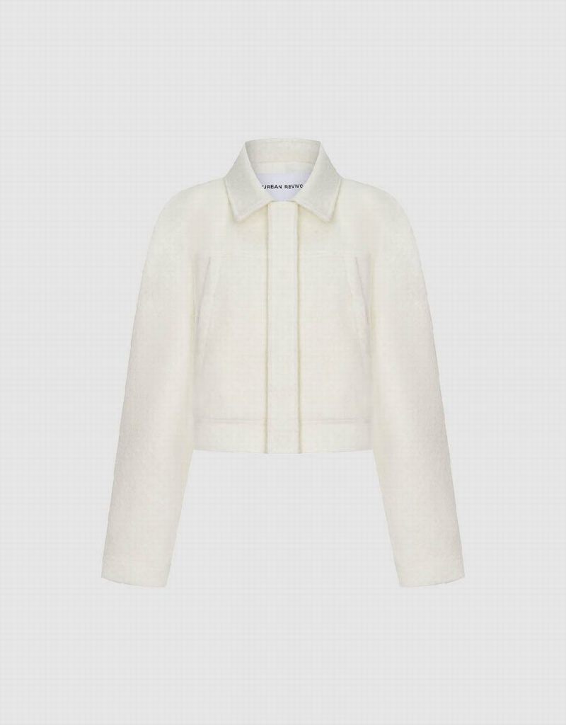 Chamarras Urban Revivo Raglan Sleeve Woolen Mujer Blancos | WGG4596YO