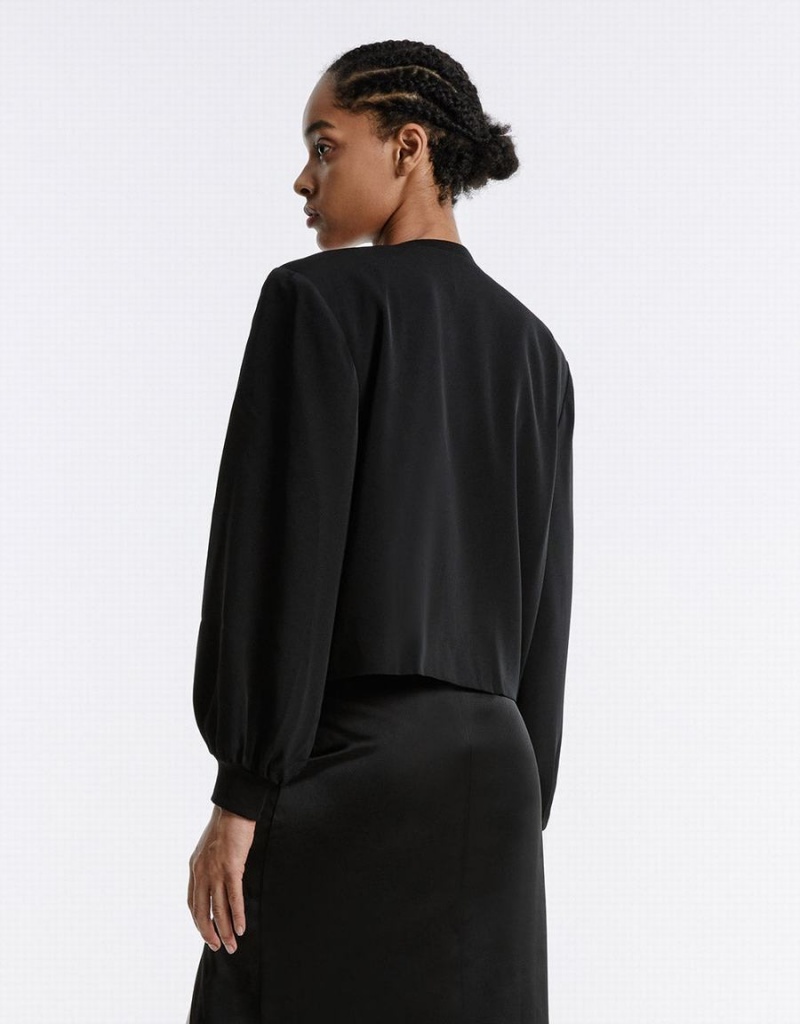 Chamarras Urban Revivo Shoulder Pad Mujer Negros | RAW4412EU