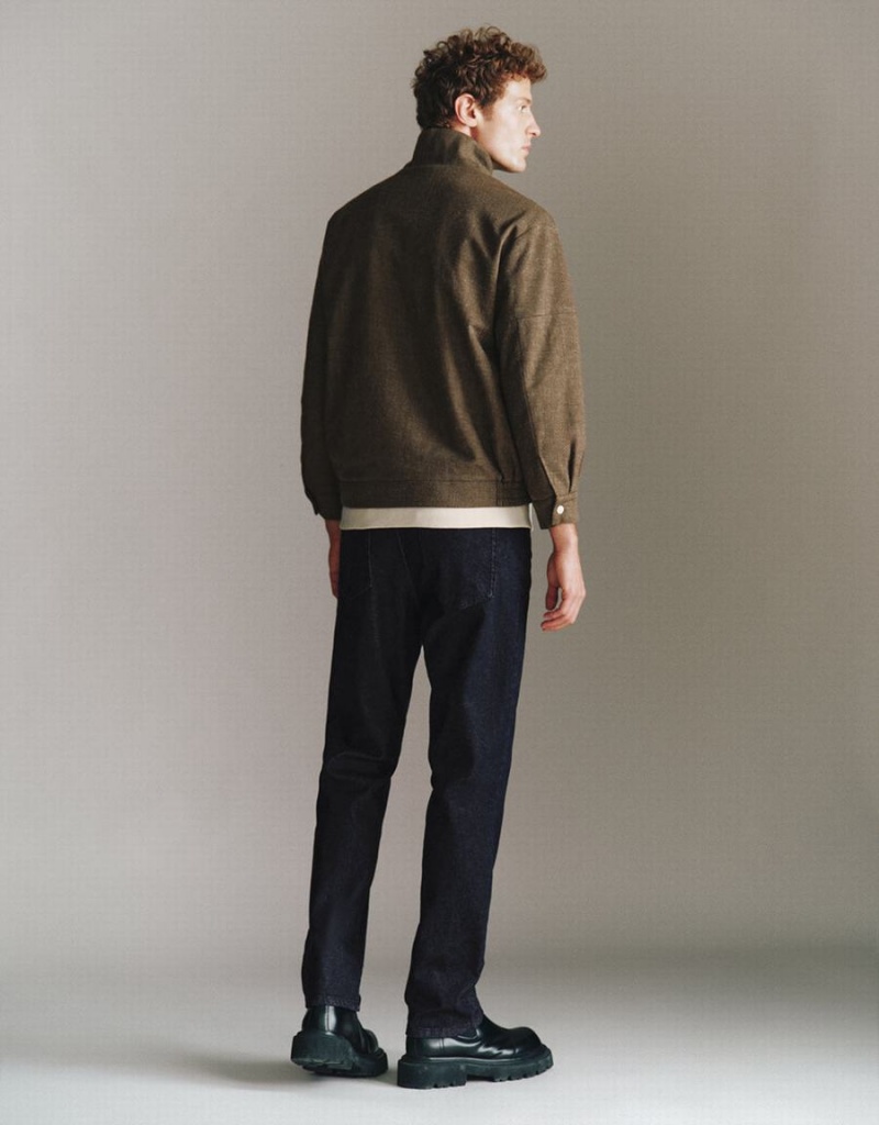 Chamarras Urban Revivo Stand Collar Woolen Hombre Marrom | VXH9560QU