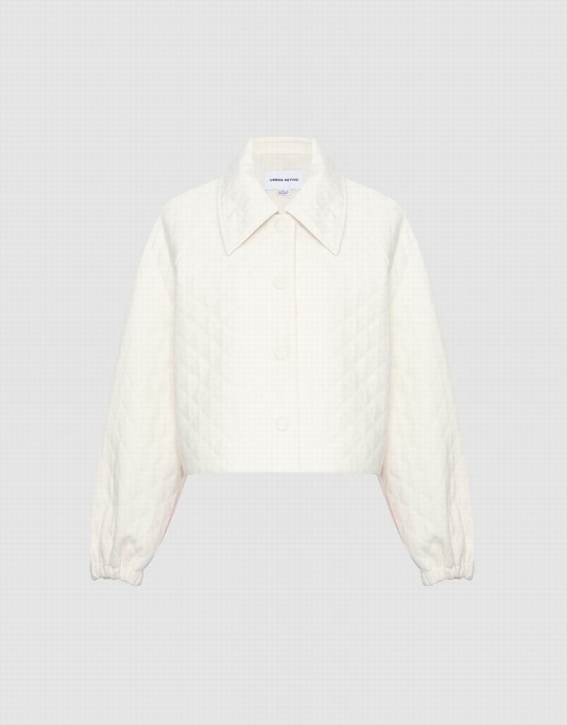Chamarras Urban Revivo Textured Button Up Mujer Blancos | DCJ4929DK