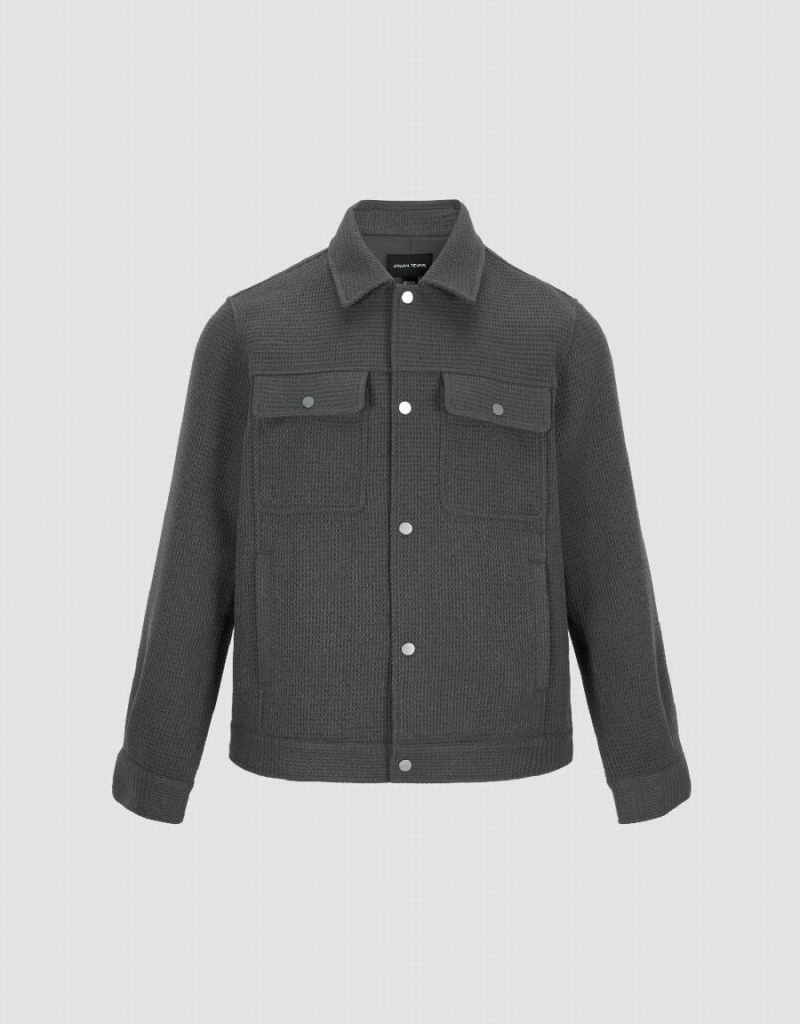 Chamarras Urban Revivo Textured Directo Hombre Verdes | AWJ1897VM